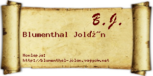 Blumenthal Jolán névjegykártya